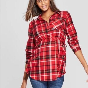 Isabel Maternity Plaid Tie Top